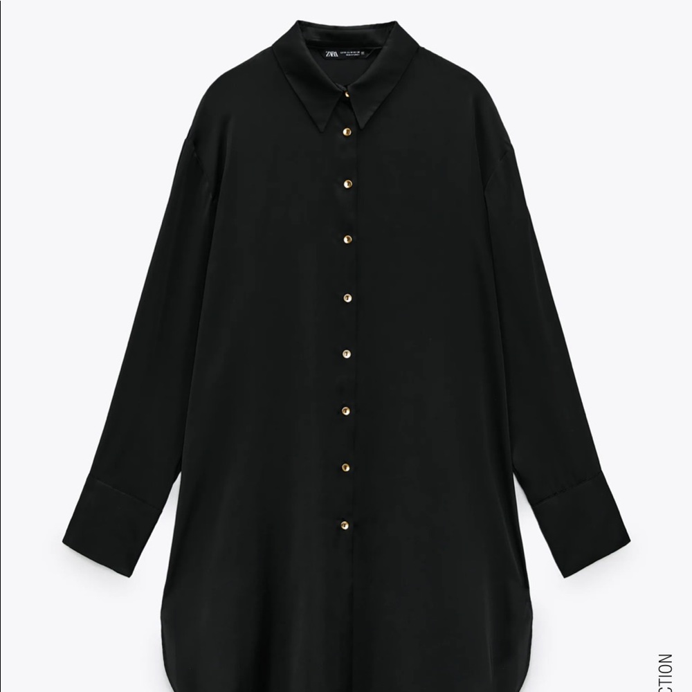 NWT Zara Long Sateen Shirt